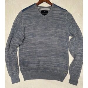 Buffalo Mens XL Sweater Cotton Blue Marled Knit Coastal Casual Soft Classic